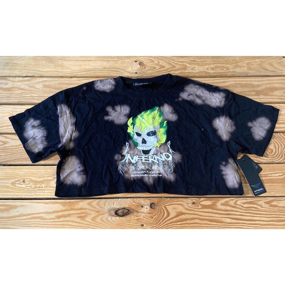 NWT Vitriol Georgia Inferno Crop Shirt XS Women’s Black Pullover MSRP $21.95